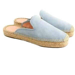 J.CREW Baby Blue Suede Espadrille Mule Slide 10.5